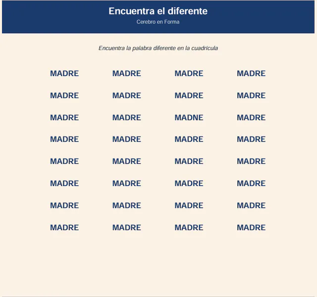 Ejemplo de actividad: Encuentra la palabra diferente
